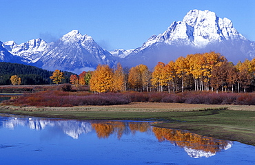 Grand Teton National Park from Oxbow bend of Snake River, Wyoming, USA