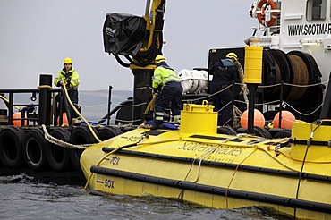 Orkney Islands Sept 2011 Wave and Tidal Power shoot - out testing with the Scotrenewables machine off Kirwall -  Scotrenewables Tidal Power Ltd is a renewable energy research and development business based in the Orkney Islands.