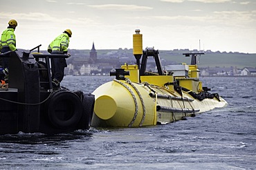 Orkney Islands Sept 2011 Wave and Tidal Power shoot - out testing with the Scotrenewables machine off Kirwall -  Scotrenewables Tidal Power Ltd is a renewable energy research and development business based in the Orkney Islands.