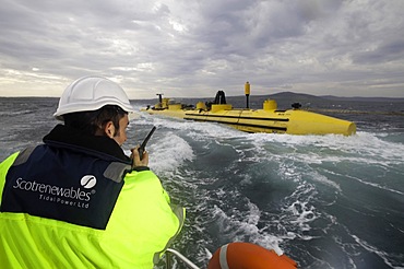 Orkney Islands Sept 2011 Wave and Tidal Power shoot - out testing with the Scotrenewables machine off Kirwall -  Scotrenewables Tidal Power Ltd is a renewable energy research and development business based in the Orkney Islands.