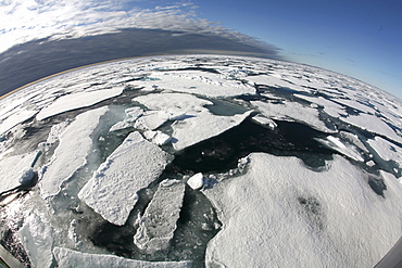 Arctic pack ice, Spitsbergen Norway, Arctic Ocean through a fisheye lens