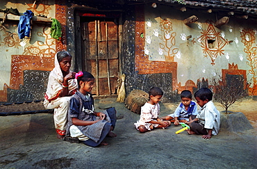 A leisure afternoon at a tribal village in Purulia, West Bengal, India