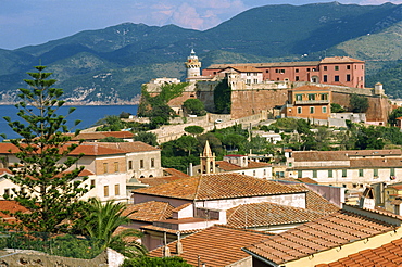 The skyline of the town on the island of Elba, in the Toscana archipelago, Italy, Europe