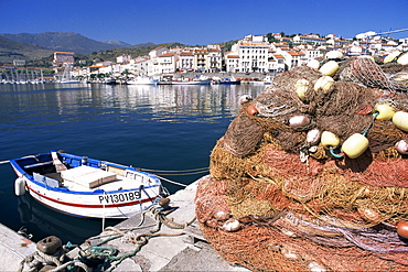 Fishing nets, Port Vendres, Catalan coast, Roussillon, France, Europe