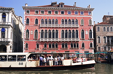 Commuter ferry on Grand Canal, Venice, Veneto, Italy, Europe