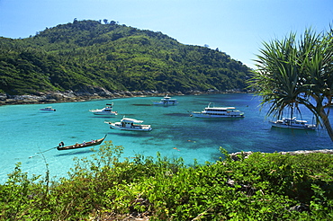 Boats at anchor, Koh Racha Yai, Thailand, Southeast Asia, Asia