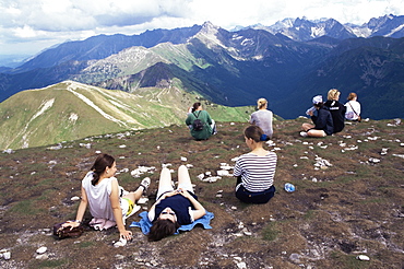 Resting on Maty Kaczniak, Tatra Mountains, Makopolska, Poland, Europe