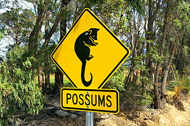 Possums road sign near Dunsborough, Western Australia, Australia, Pacific