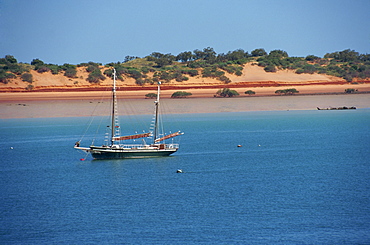 Boat moored offshore at Broome, Kimberley, Western Australia, Australia, Pacific