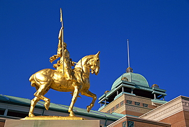 Golden statue of Joan of Arc on horseback, in New Orleans, Louisiana, United States of America, North America