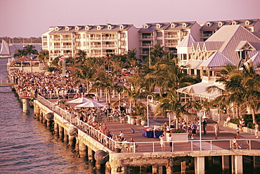 Crowds viewing sunset, Key West, Florida, United States of America, North America