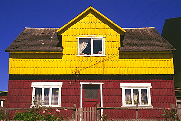 Shingle tiled house, Puerto Montt, Chile, South America