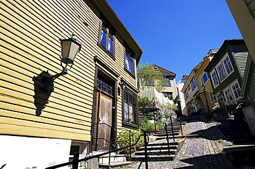 Clapboard houses in the Old Town, Bergen, Norway, Scandinavia, Europe