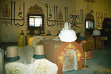 Sarcophagi of holy men, Mevlana Museum, Konya, Anatolia, Turkey, Eurasia