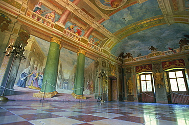 Illusionist frescoes by Donato Mascagni in interior hall, Schloss Hellbrunn, near Salzburg, Austria, Europe