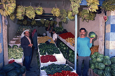 Fruit and vegetable sellers, Kerak, Jordan, Middle East