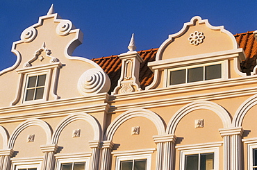 Dutch style gables show colonial influence, Oranjestad, Aruba, Caribbean, Central America