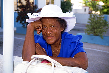 Portrait of an elderly woman, Oranjstad, Aruba, Caribbean, Central America