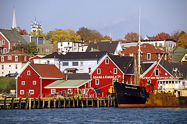 Wooden buildings on the waterfront of the heritage town of Lunenburg in Nova Scotia, Canada, North America