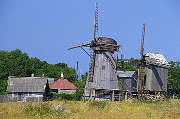 Angla windmills, Saaremaa Island, Estonia, Baltic States, Europe