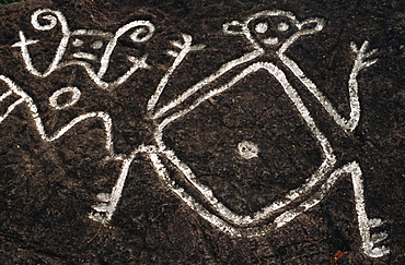 Petroglyphs carved by Caribs, Old Road Town, St. Kitts, Leeward Islands, West Indies, Caribbean, Central America