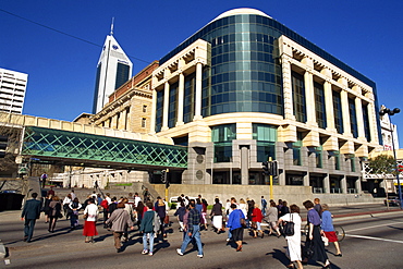 Commuters walking through Forrest Place in Perth, Western Australia, Australia, Pacific