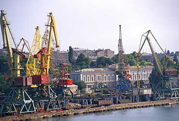 Port with cranes, Odessa, Ukraine, Europe