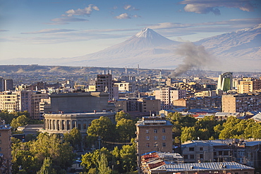 View of Yerevan and Mount Ararat from Cascade, Yerevan, Armenia, Central Asia, Asia 