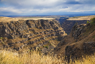 Landscape around Saghmosavank Church, Ashtarak, Armenia, Central Asia, Asia 