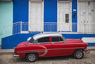 Classic American car in historical center, Trinidad, Cuba, West Indies, Caribbean, Central America