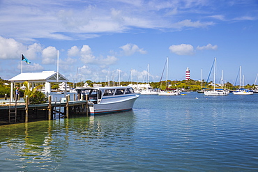 Albury's ferry at Hope Town Harbour Lodge Hotel ferry dock, Hope Town, Elbow Cay, Abaco Islands, Bahamas, West Indies, Caribbean, Central America