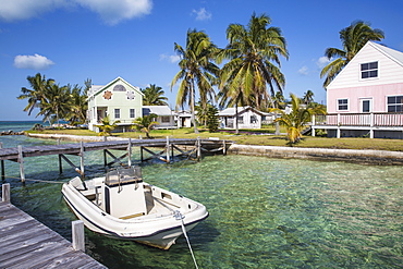 Oceanfront wooden houses, New Plymouth, Green Turtle Cay, Abaco Islands, Bahamas, West Indies, Central America