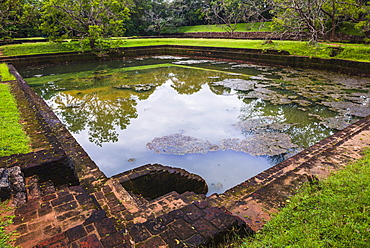 Water Gardens in the Royal Gardens at Sigiriya Rock Fortress (Lion Rock), UNESCO World Heritage Site, Sigiriya, Sri Lanka, Asia