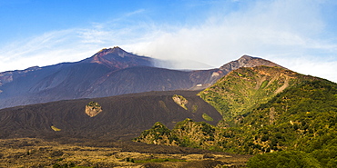 Mount Etna Volcano, with a lava field in the foreground, UNESCO World Heritage Site, Sicily, Italy, Europe