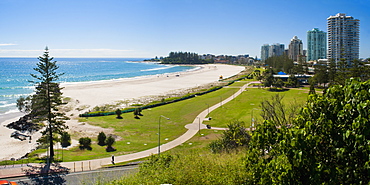 Coolangatta Beach and town panoramic, Gold Coast, Queensland, Australia, Pacifc