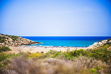 Calamosche Beach, a popular, secluded beach near Noto, Vendicari Nature Reserve, South East Sicily, Italy, Mediterranean, Europe 