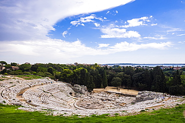 Teatro Greco (Greek Theatre), the Greek Amphitheatre at Syracuse (Siracusa), UNESCO World Heritage Site, Sicily, Italy, Europe 