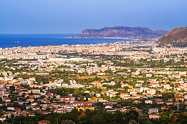 Cityscape of Palermo (Palermu) and the coast of Sicily, seen from Monreale, Sicily, Italy, Mediterranean, Europe 