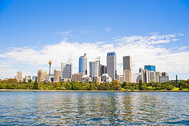 Sydney city centre and central business district (CBD) from Sydney Botanic Gardens, Sydney, New South Wales, Australia, Pacific