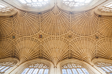 Bath Abbey ceiling, Bath, UNESCO World Heritage Site, Avon and Somerset, England, United Kingdom, Europe 