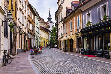 Cobbled street, Ljubljana, Slovenia, Europe