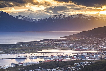 Sunset at Ushuaia, the southern most city in the world, Tierra del Fuego, Patagonia, Argentina, South America