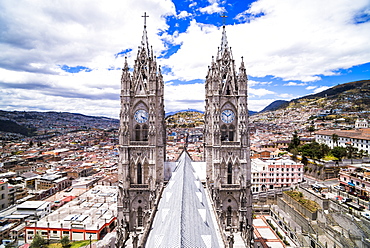 Quito Old Town seen from the roof of La Basilica Church, UNESCO World Heritage Site, Quito, Ecuador, South America