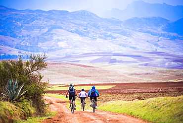 Cusco (Cuzco), cycling in the countryside near Maras, Cusco Province, Peru, South America