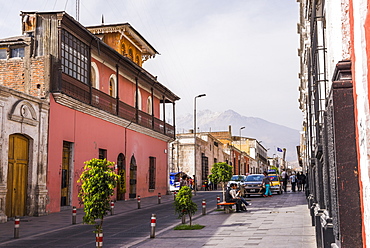 Chachani Volcano seen from Arequipa, Peru, South America