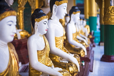 Buddha images at Shwedagon Pagoda (Shwedagon Zedi Daw) (Golden Pagoda), Yangon (Rangoon), Myanmar (Burma), Asia