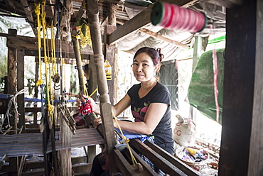 Weaving at Twante, across the river from Yangon, Myanmar (Burma), Asia