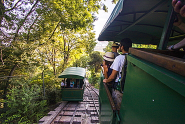 Funicular at San Cristobal Hill (Cerro San Cristobal), Barrio Bellavista (Bellavista Neighborhood), Santiago, Chile, South America