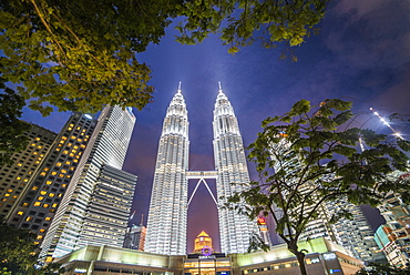 Petronas Twin Towers at night, Kuala Lumpur, Malaysia, Southeast Asia, Asia