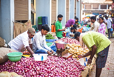 Vegetables for sale in Mapusa Market, Goa, India, Asia